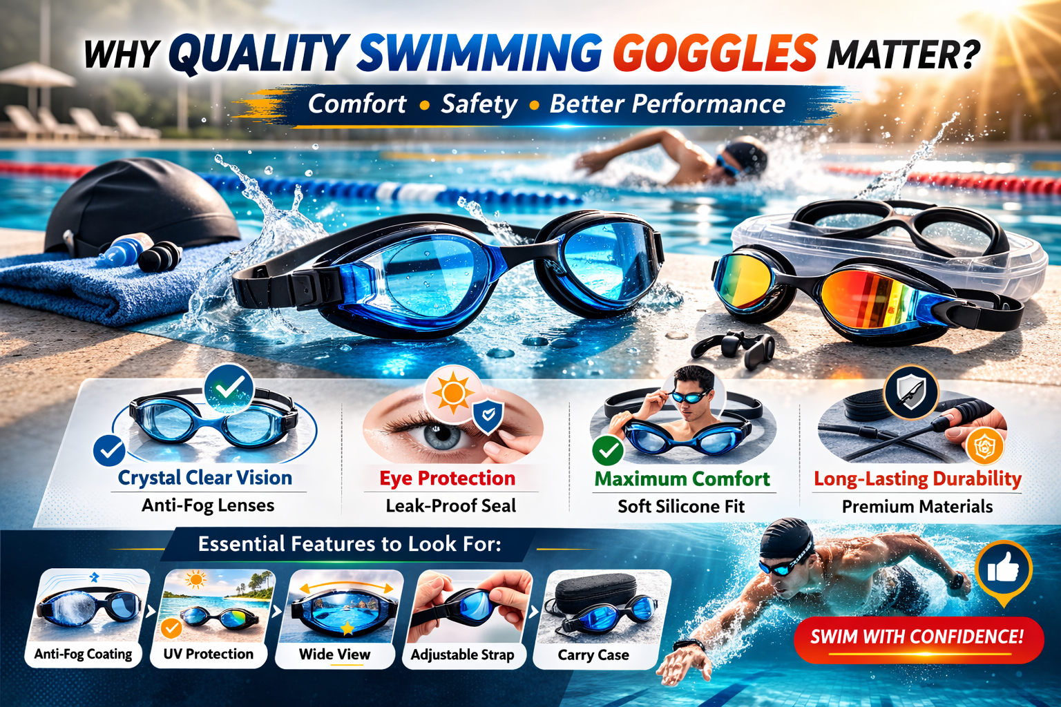 Why the Quality of Swimming Goggles Matters: Comfort, Safety, and Performance